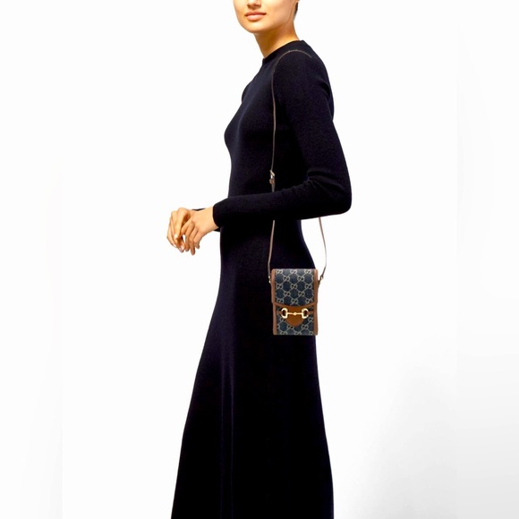 Gucci GG Logo HORSEBIT 1955 BLUE DENIM AND LEATHER TRIM MINI CROSSBODY BAG NEW! - Picture 2 of 8